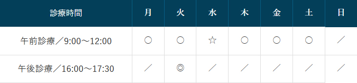 診療時間表
